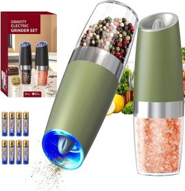 Gravity Electric Salt and Pepper Grinder Set Automatic Salt and Pepper Grinder Set with LED Light, Battery Operated, Adjustable Coarseness (Material: Ceramic)